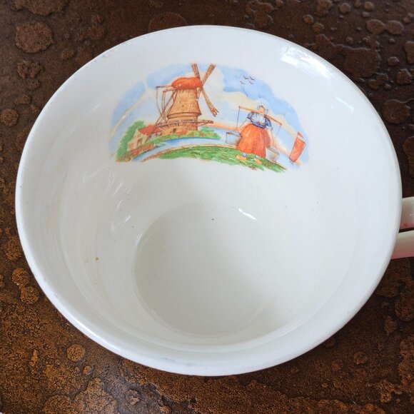 Stetson Vintage Porcelain Tea Cup Saucer Dutch Windmill Scene Gold Ornate Design - Picture 7 of 11
